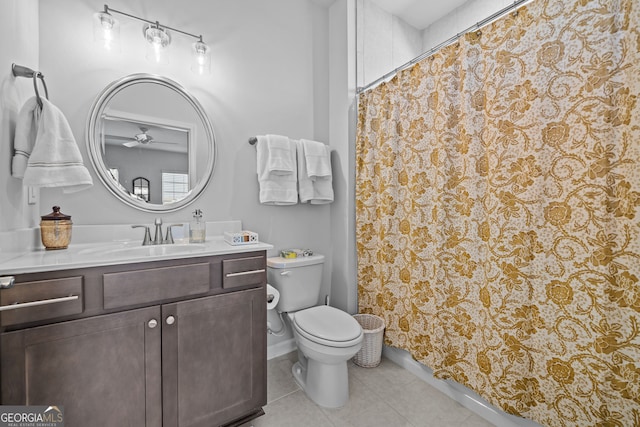 bathroom with vanity, tile patterned floors, and toilet