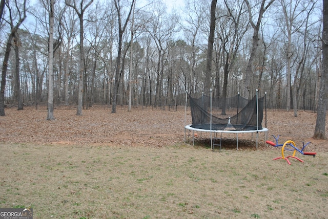 view of yard with a trampoline