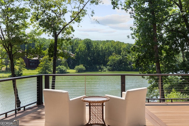 deck with a water view