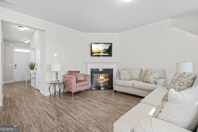 living room featuring wood-type flooring