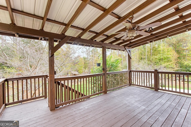 deck featuring ceiling fan