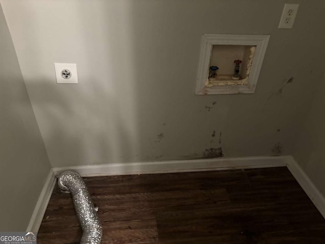 laundry room featuring hookup for a washing machine, dark wood-type flooring, and hookup for an electric dryer