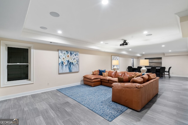 living room featuring light hardwood / wood-style flooring