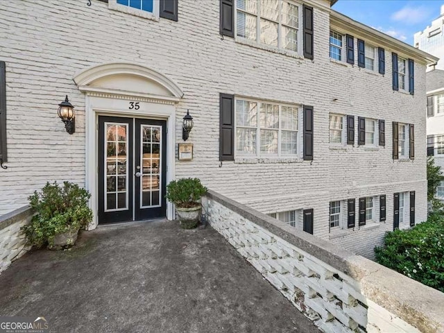 view of exterior entry with french doors