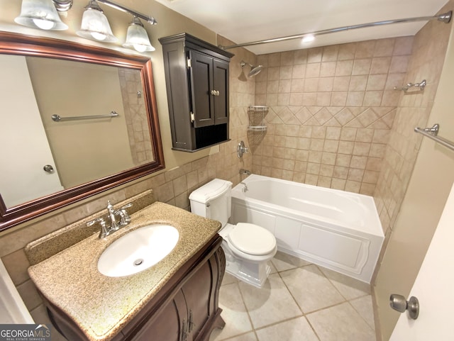 2064 Powers Ferry Trce SE, Marietta, GA 30067 - bathroom featuring toilet, tile patterned floors, shower / washtub combination, and vanity