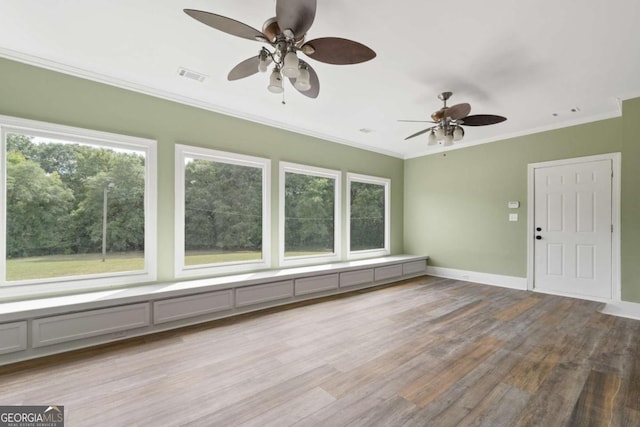 interior space featuring ceiling fan