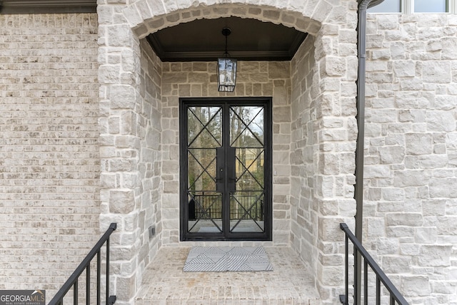 view of exterior entry with french doors