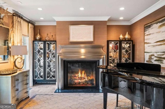 interior space featuring ornamental molding