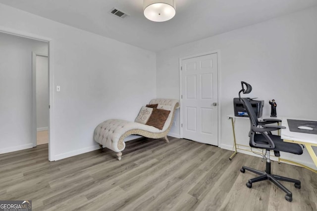 office area featuring light hardwood / wood-style flooring