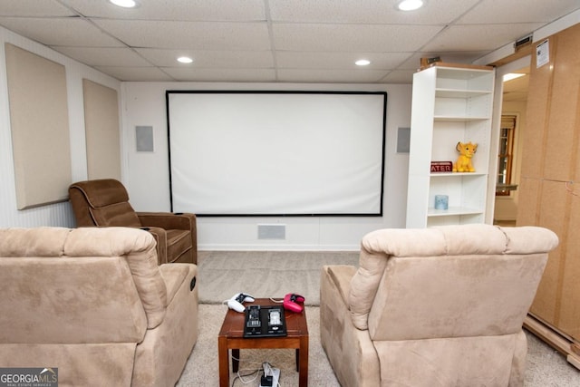 home theater featuring a drop ceiling