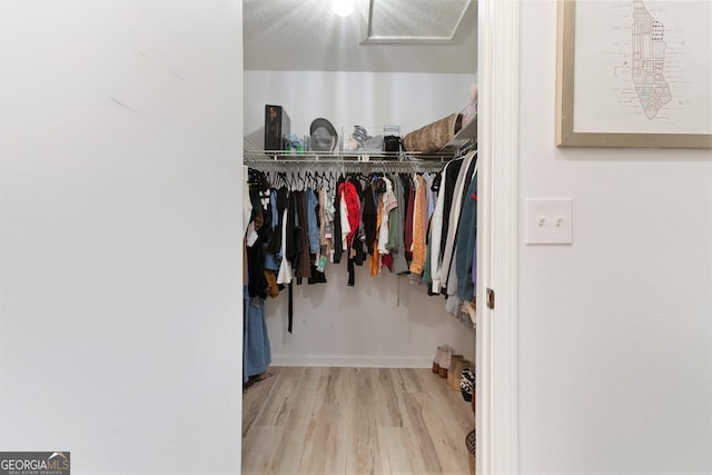 spacious closet featuring hardwood / wood-style flooring