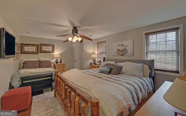 bedroom featuring ceiling fan