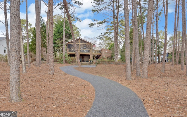 view of yard featuring a wooden deck