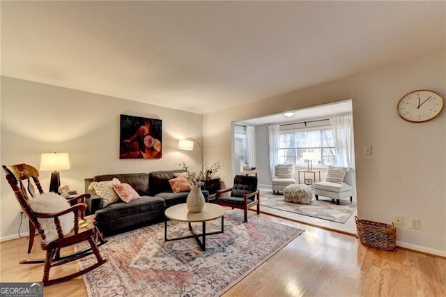 living room featuring light hardwood / wood-style flooring