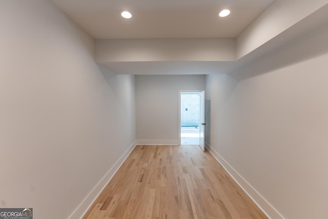 hallway featuring light wood-type flooring