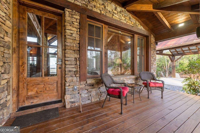 wooden deck with a porch