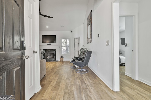 hall featuring light wood-type flooring