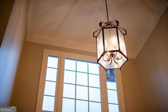 interior details with a notable chandelier