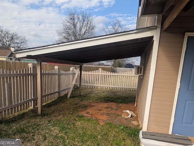 view of yard featuring a carport