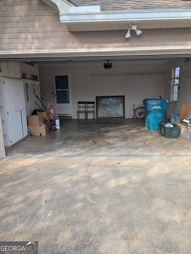 garage with a garage door opener