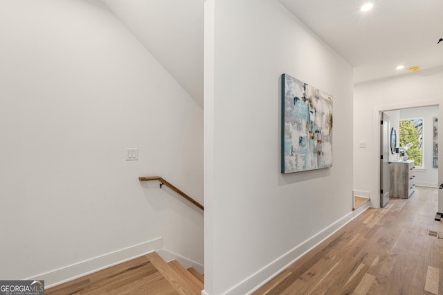 hallway featuring wood-type flooring