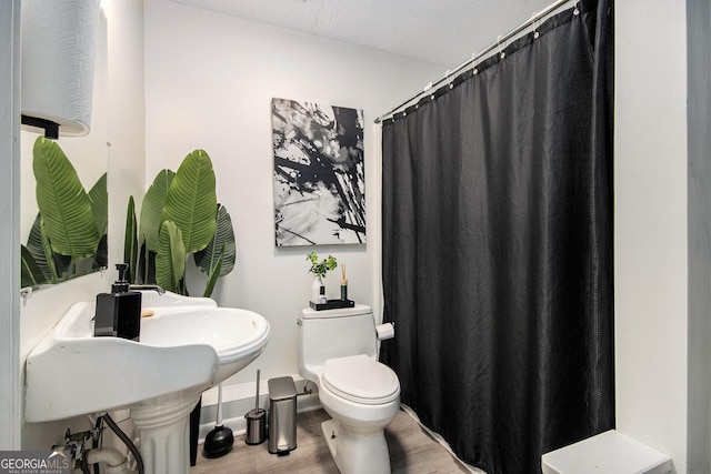 bathroom featuring toilet and hardwood / wood-style floors