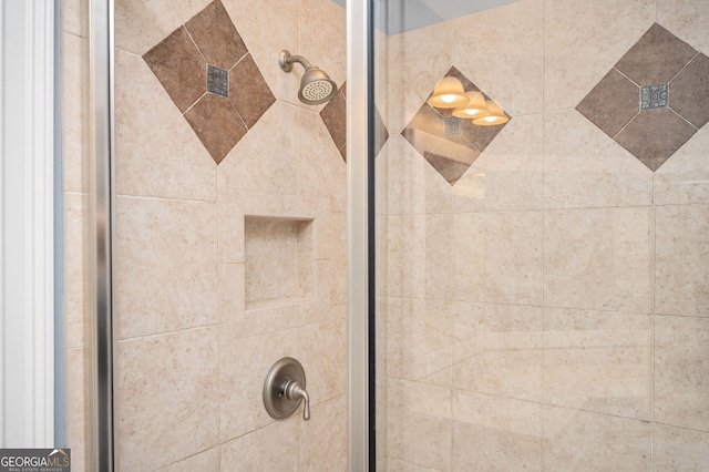 interior details with tiled shower