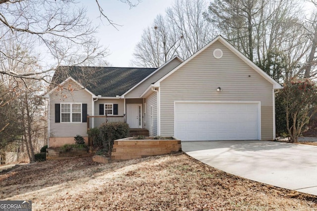 single story home with a garage