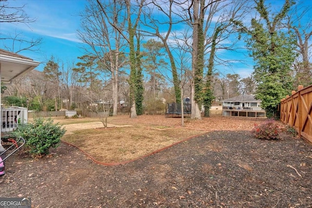 view of yard with a trampoline