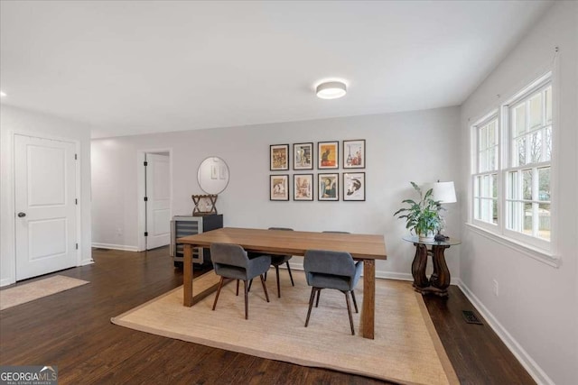 office area with dark wood-type flooring