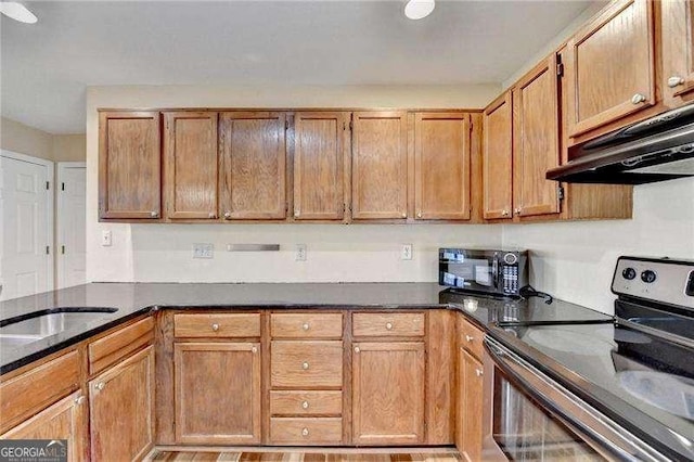 kitchen with sink and stainless steel range with electric stovetop