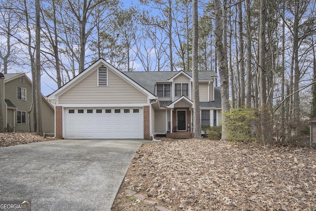 view of front property with a garage