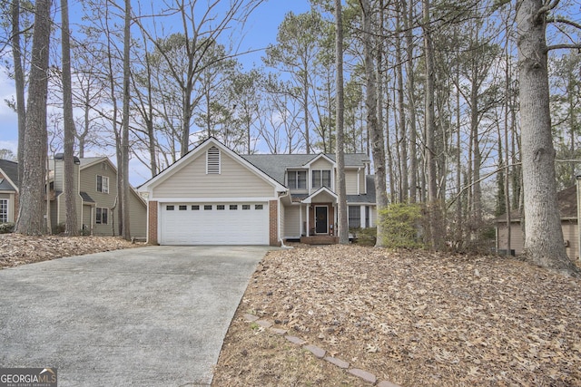 view of front property with a garage