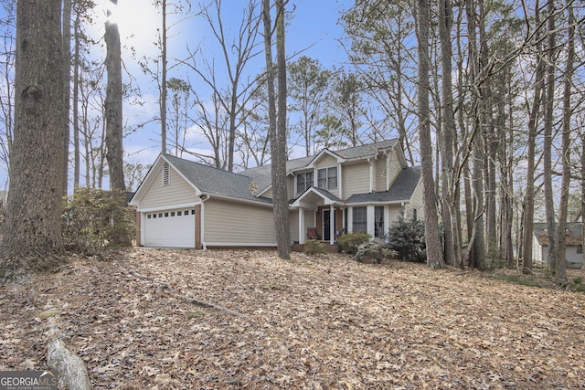 front facade with a garage