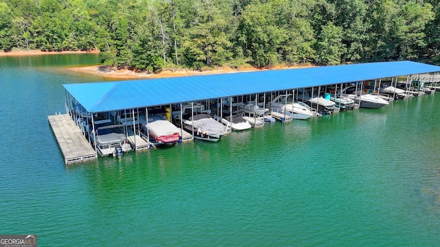 view of dock featuring a water view