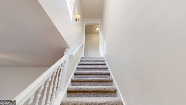 stairway with carpet flooring