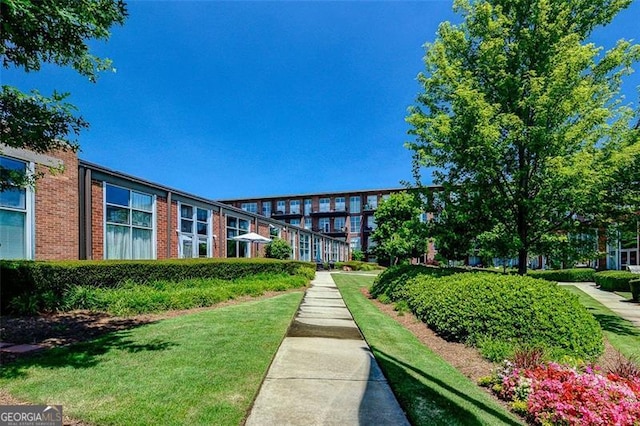 view of community featuring a yard