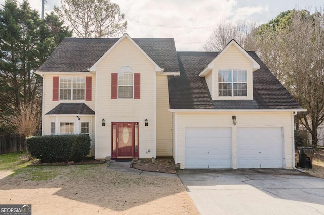 view of front of house with a garage