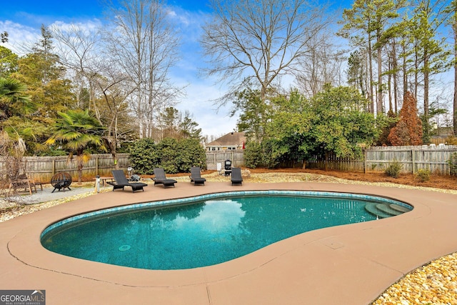 view of swimming pool with a patio area