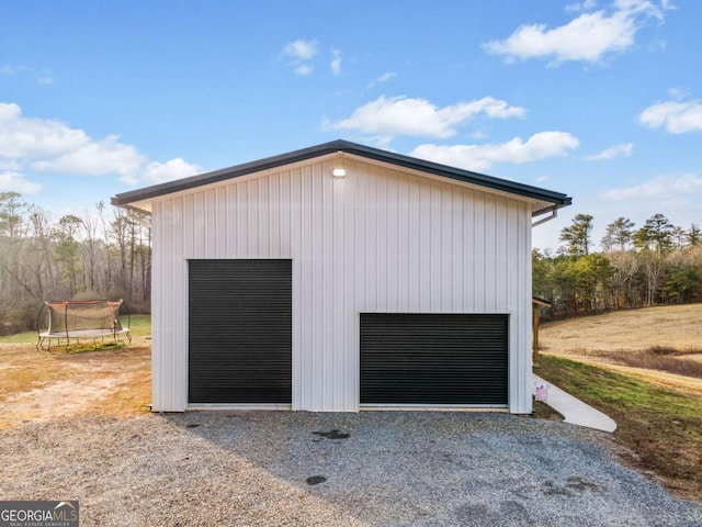 garage featuring a trampoline