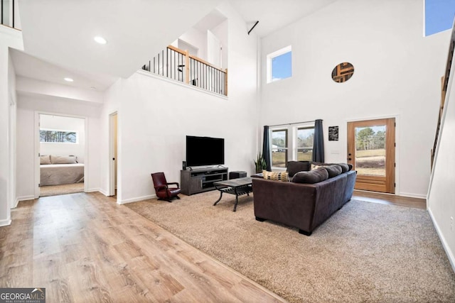 living room featuring light hardwood / wood-style floors