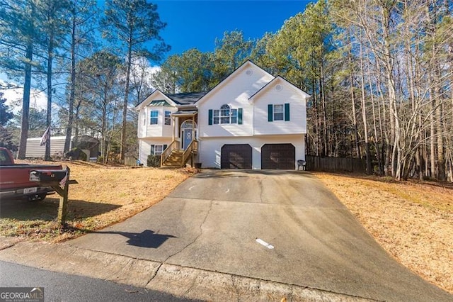 bi-level home with a garage