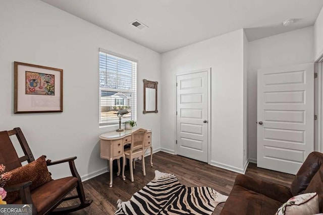 living area with dark wood-type flooring