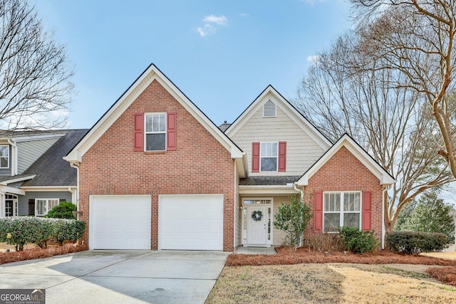 view of front property with a garage