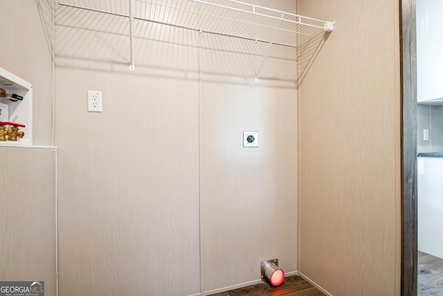 1979 Cardell Rd Unit 22, Austell, GA 30168 - clothes washing area with hookup for an electric dryer and hardwood / wood-style floors