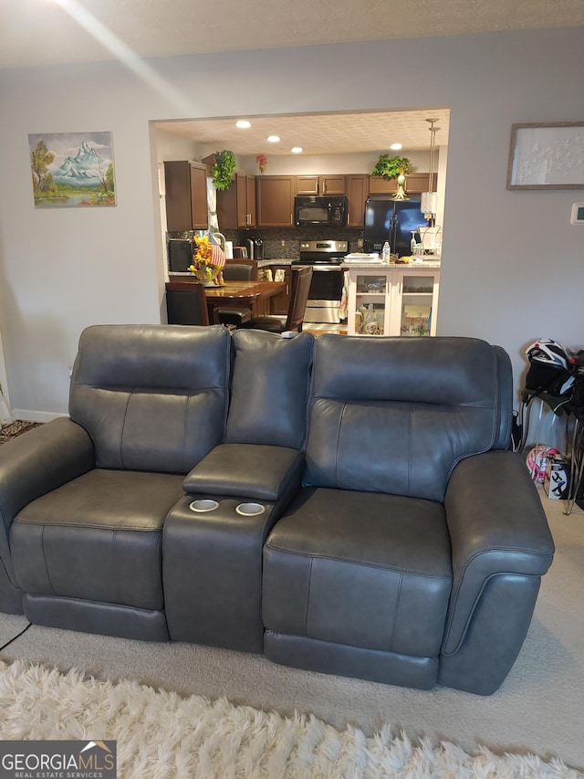 view of carpeted living area