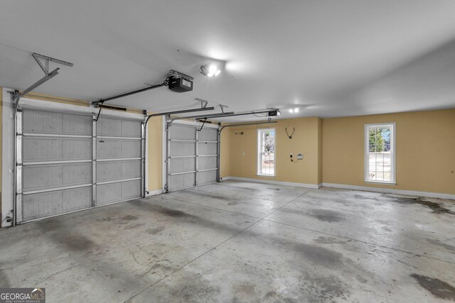 garage with a garage door opener