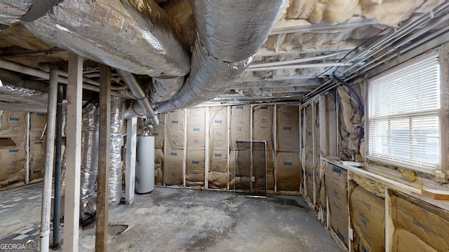 basement with water heater