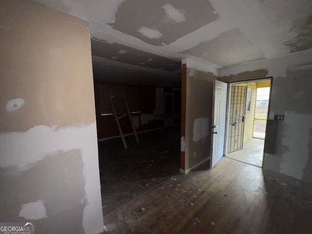 interior space with dark hardwood / wood-style flooring