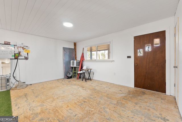 entrance foyer with wood ceiling